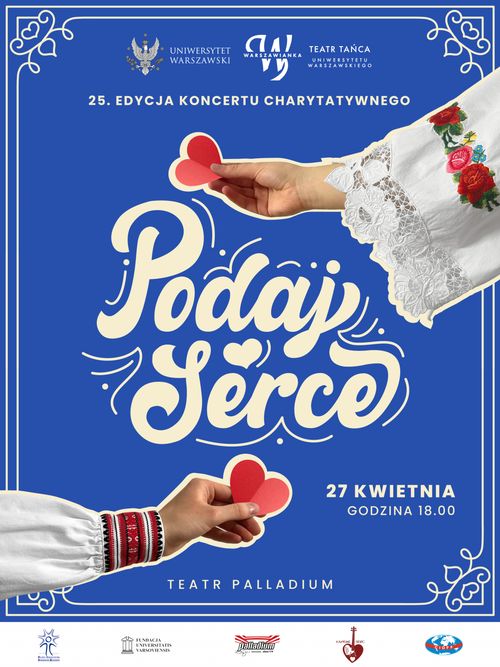 Plakat koncertu charytatywnego 25 edycji w Teatrze Palladium ze zbiórką na rzecz Polskiego Towarzystwa Stwardnienia Rozsianego. Plakat ma datę 27 kwietnia i godzinę 18:00.